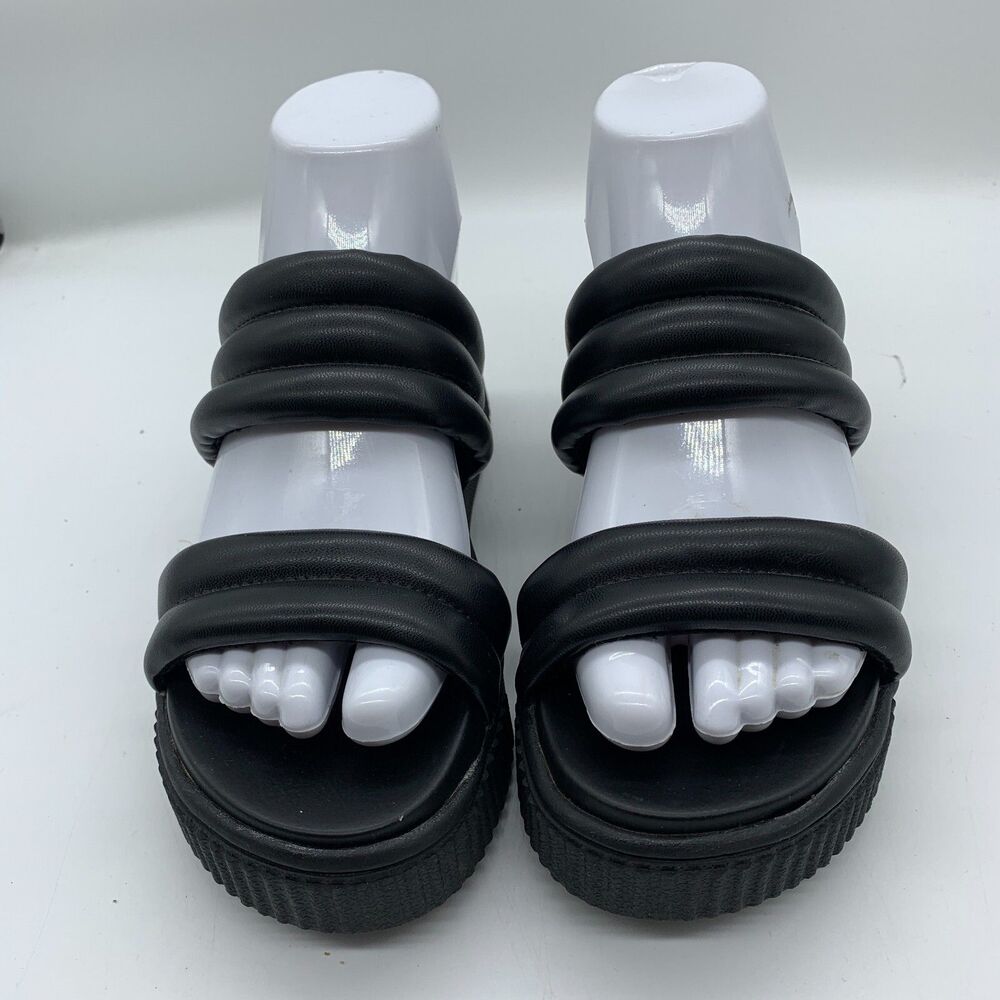 MIA Leni Platform Slide Sandal In Black Womens Size 6 Chunky - Picture 2 of 9